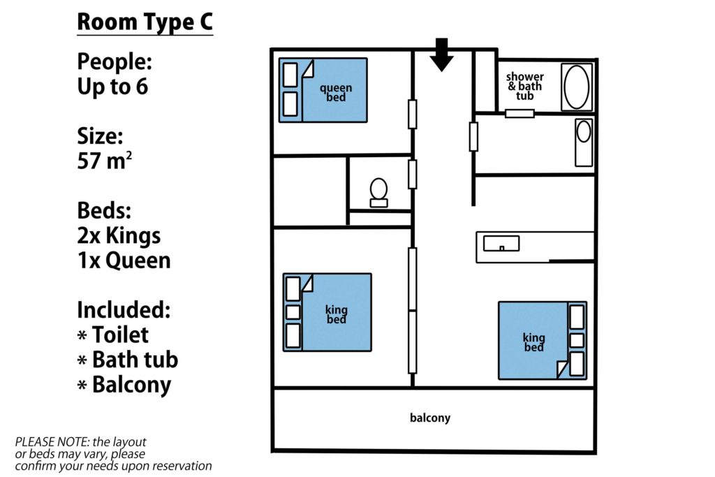 Floor Plan for type C 6 guests